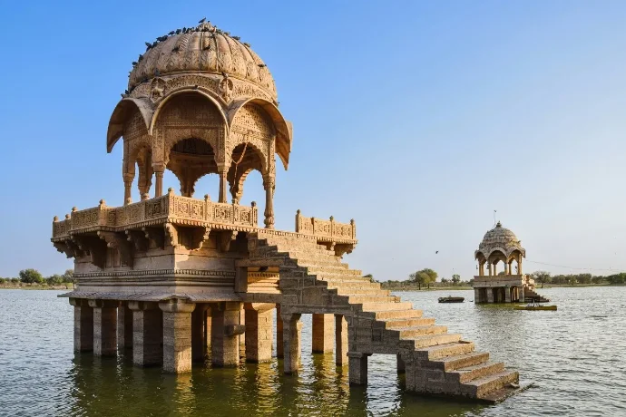 Chhatris at Gadisar Lake